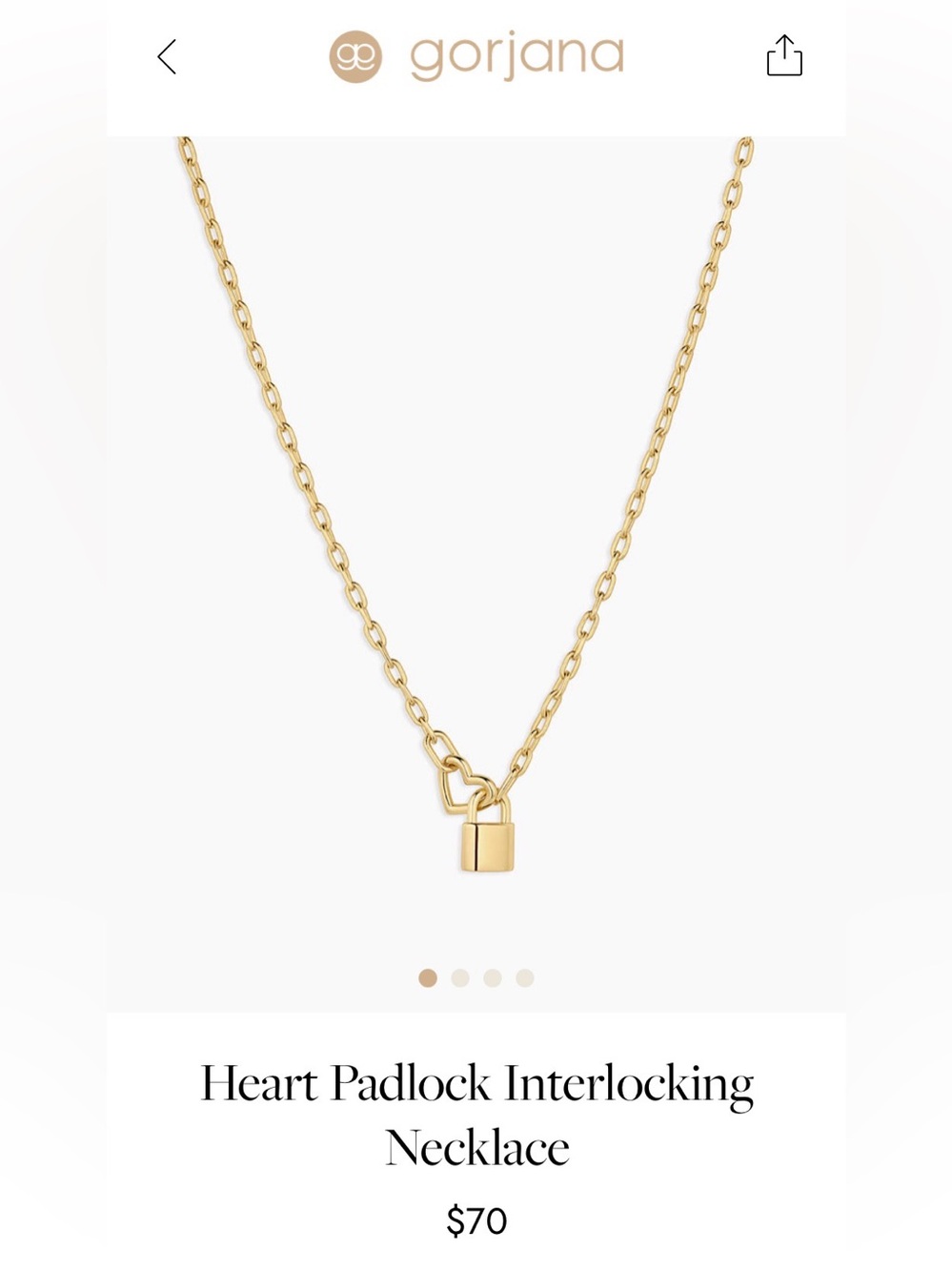 NWOT Gorjana Gold Heart Padlock Interlocking Necklace